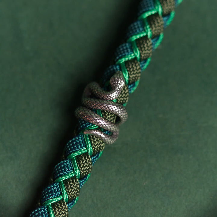 Pulsera trenzada protectora de hilo de plata de ley 999 con Buddha Stones y año de la serpiente