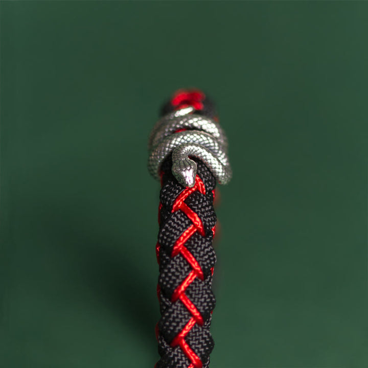 Pulsera trenzada protectora de hilo de plata de ley 999 con Buddha Stones y año de la serpiente