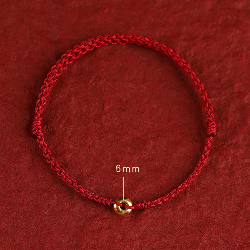 Pulsera trenzada para tobillo con hebilla de paz pequeña de oro 999 con Buddha Stones y cordón rojo para proteger la suerte - image 14