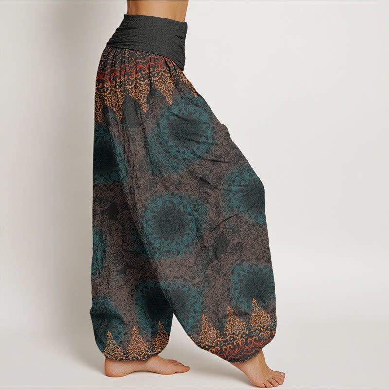 Pantalones harén con cintura elástica para mujer con estampado de mandalas triangulares y Buddha Stones - image 6