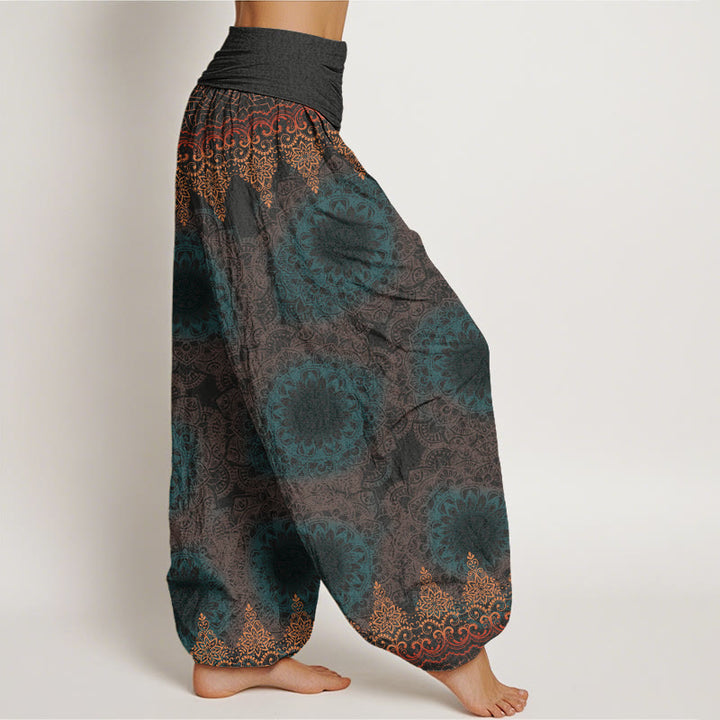 Pantalones harén con cintura elástica para mujer con estampado de mandalas triangulares y Buddha Stones - image 6