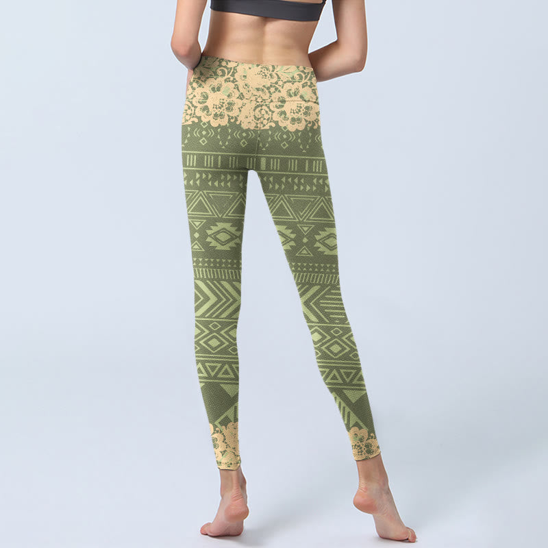 Leggings de yoga para mujer con formas geométricas, flores y Buddha Stones - image 7
