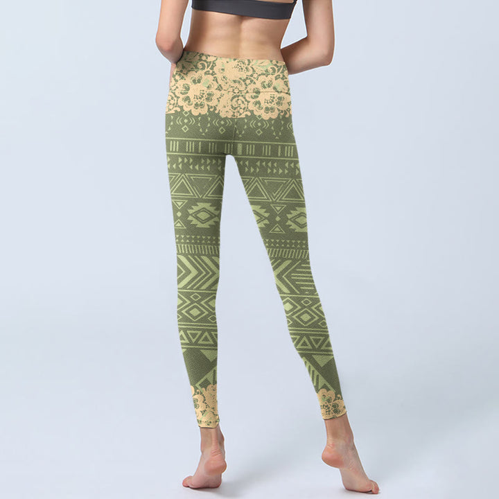 Leggings de yoga para mujer con formas geométricas, flores y Buddha Stones - image 7