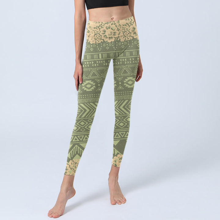 Leggings de yoga para mujer con formas geométricas, flores y Buddha Stones - image 6