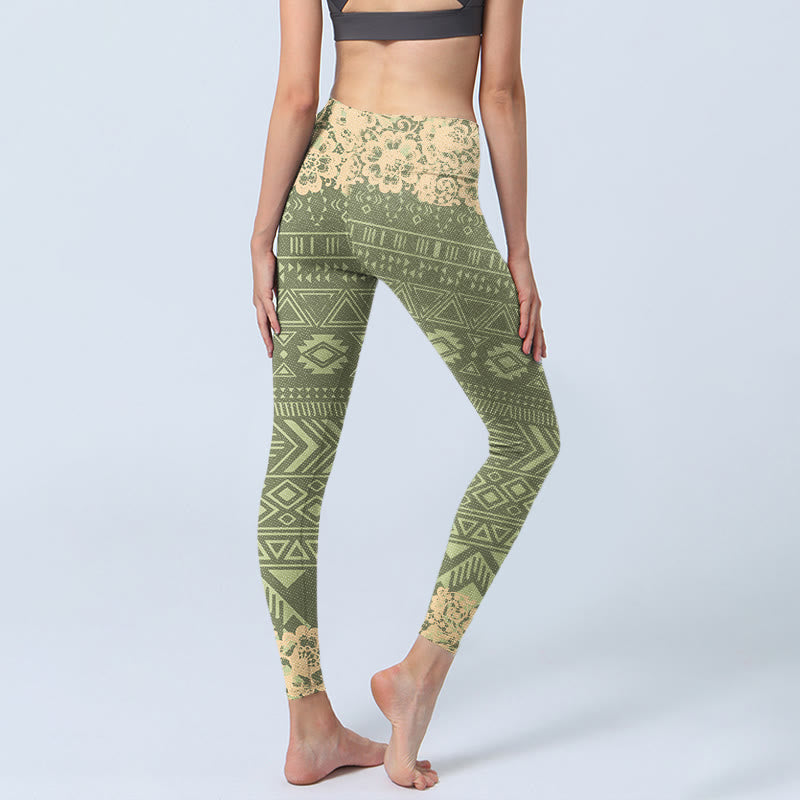 Leggings de yoga para mujer con formas geométricas, flores y Buddha Stones - image 5