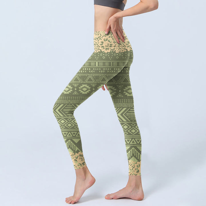 Leggings de yoga para mujer con formas geométricas, flores y Buddha Stones - image 3