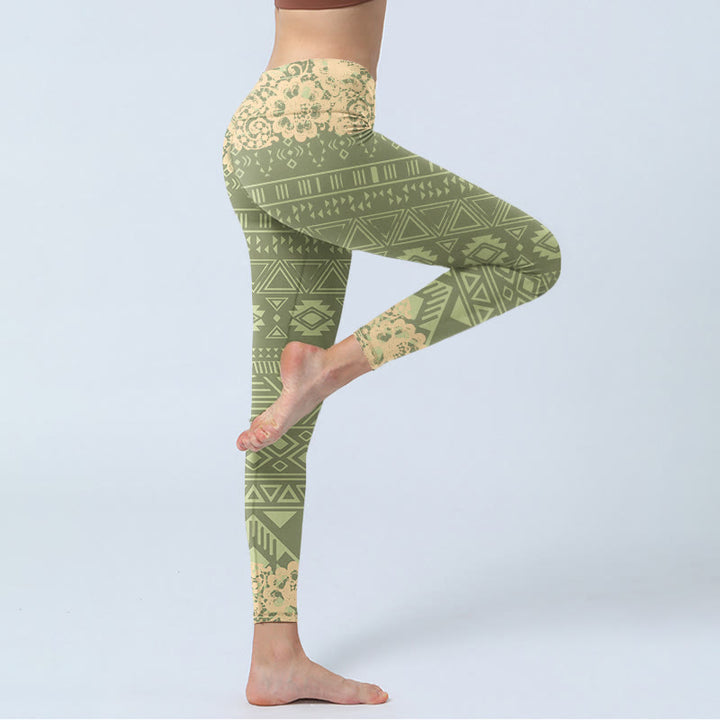 Leggings de yoga para mujer con formas geométricas, flores y Buddha Stones - image 4