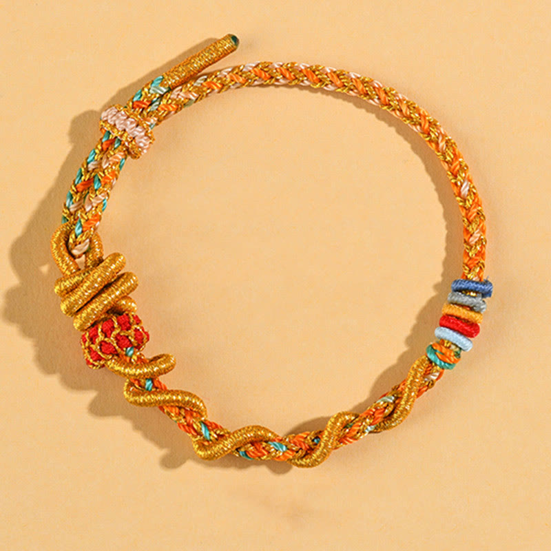 Pulsera de la suerte del año de la serpiente con serpiente y dragón de hilo colorido de Buddha Stones