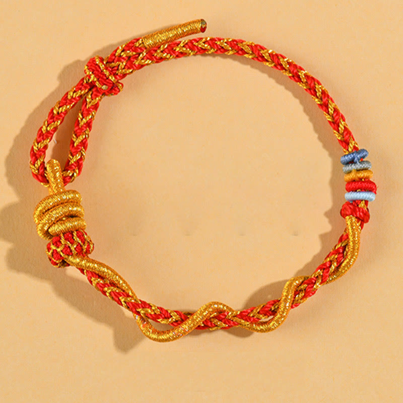 Pulsera de la suerte del año de la serpiente con serpiente y dragón de hilo colorido de Buddha Stones