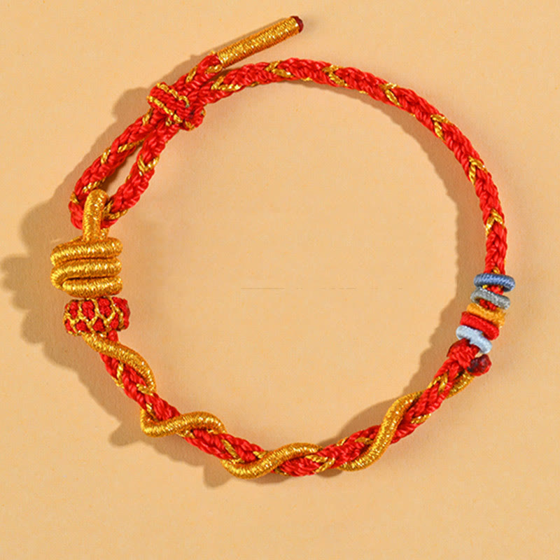 Pulsera de la suerte del año de la serpiente con serpiente y dragón de hilo colorido de Buddha Stones