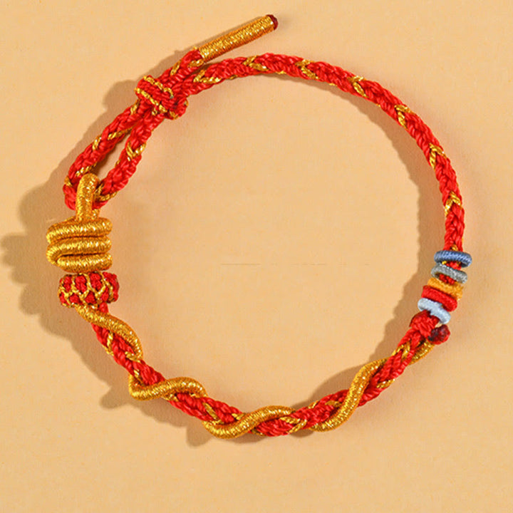 Pulsera de la suerte del año de la serpiente con serpiente y dragón de hilo colorido de Buddha Stones