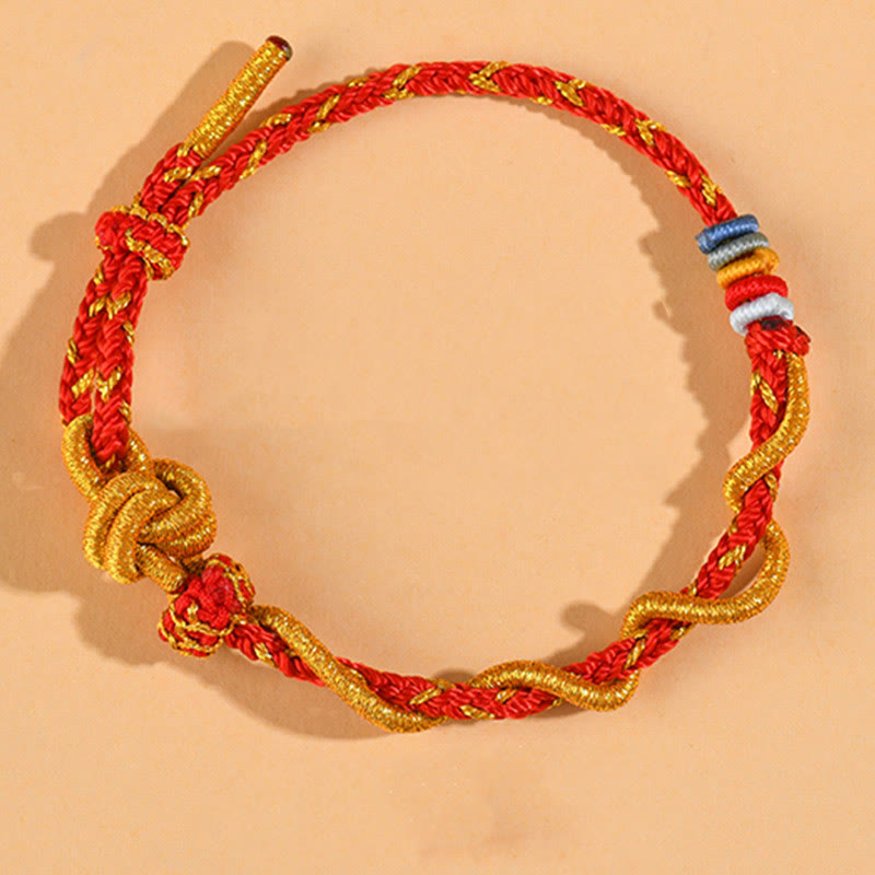 Pulsera de la suerte del año de la serpiente con serpiente y dragón de hilo colorido de Buddha Stones