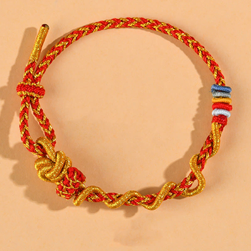 Pulsera de la suerte del año de la serpiente con serpiente y dragón de hilo colorido de Buddha Stones
