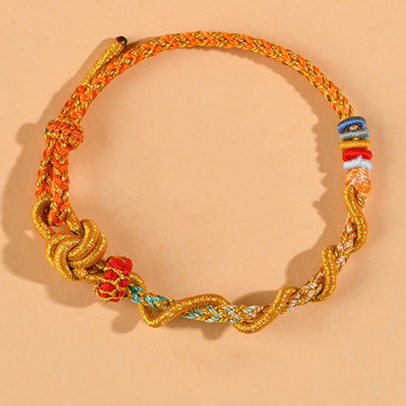 Pulsera de la suerte del año de la serpiente con serpiente y dragón de hilo colorido de Buddha Stones