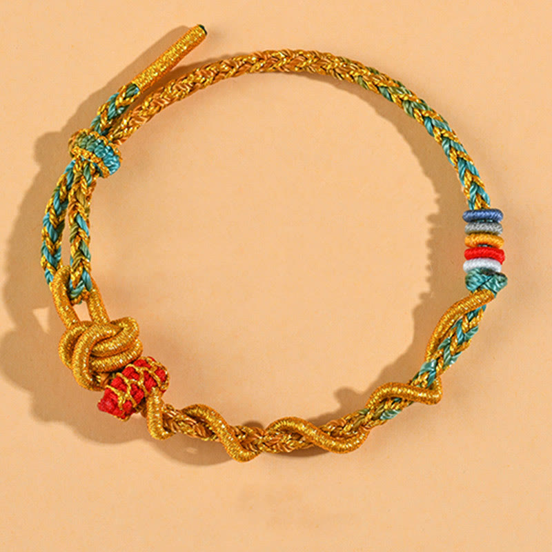 Pulsera de la suerte del año de la serpiente con serpiente y dragón de hilo colorido de Buddha Stones