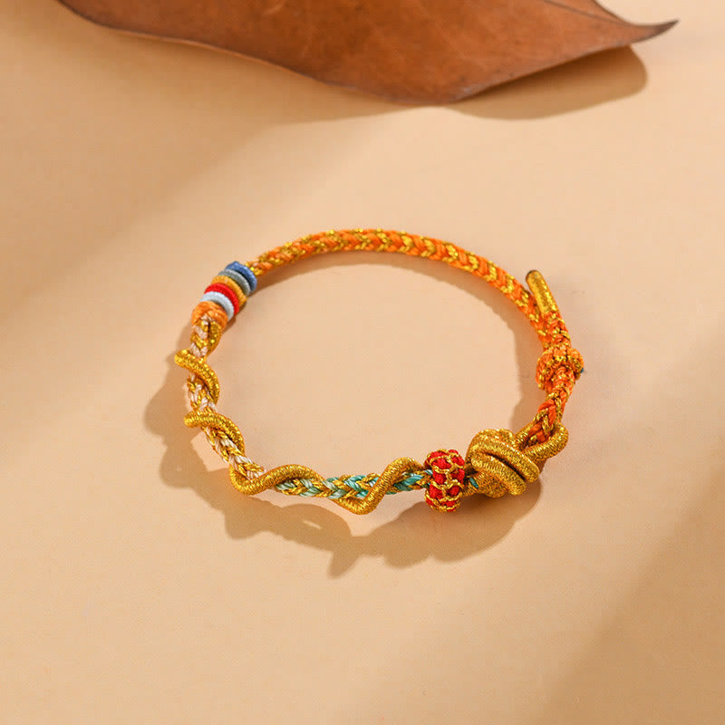 Pulsera de la suerte del año de la serpiente con serpiente y dragón de hilo colorido de Buddha Stones