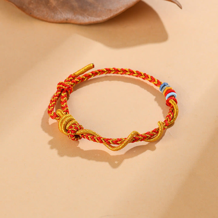 Pulsera de la suerte del año de la serpiente con serpiente y dragón de hilo colorido de Buddha Stones