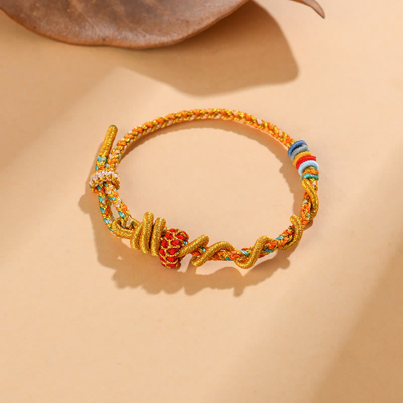 Pulsera de la suerte del año de la serpiente con serpiente y dragón de hilo colorido de Buddha Stones