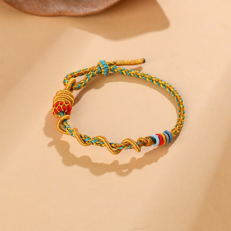 Pulsera de la suerte del año de la serpiente con serpiente y dragón de hilo colorido de Buddha Stones