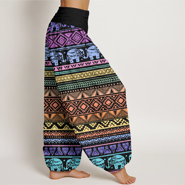 Pantalones harén con cintura elástica para mujer, con figuras geométricas de elefantes y Buddha Stones - image 2