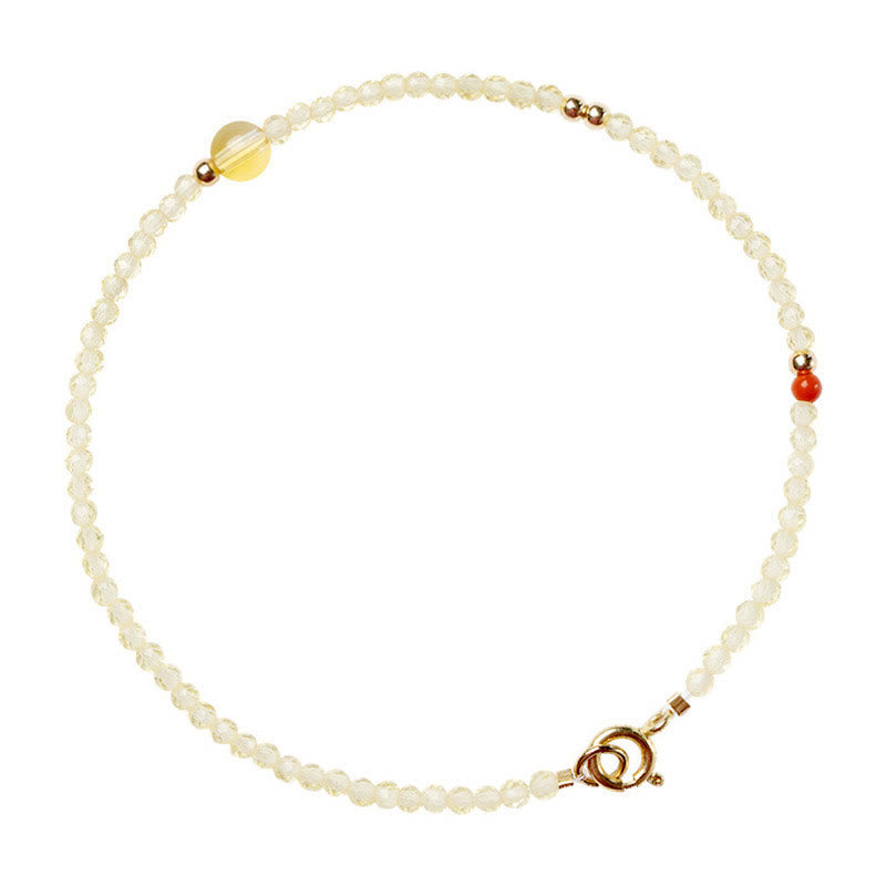 Pulsera protectora con cuentas de cobre bañadas en oro de 14 quilates y citrino ultrafinas de 2 mm de Buddha Stones