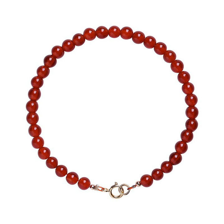 Pulsera de cuentas ultrafinas de ágata roja pequeña con Buddha Stones para calmar la mente