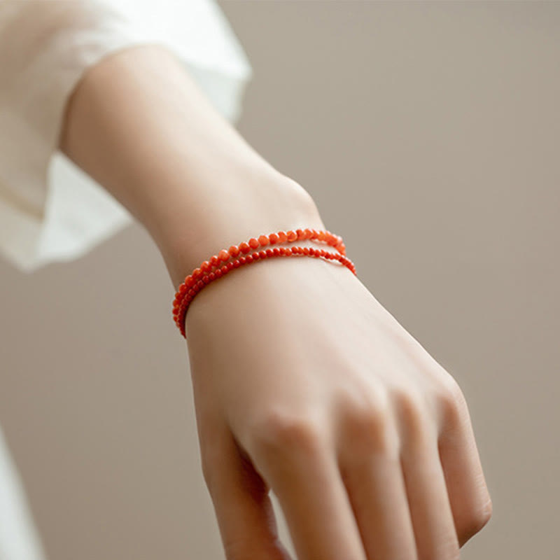 Pulsera de confianza con cuentas ultrafinas de ágata roja, cereza y caqui naturales de Buddha Stones