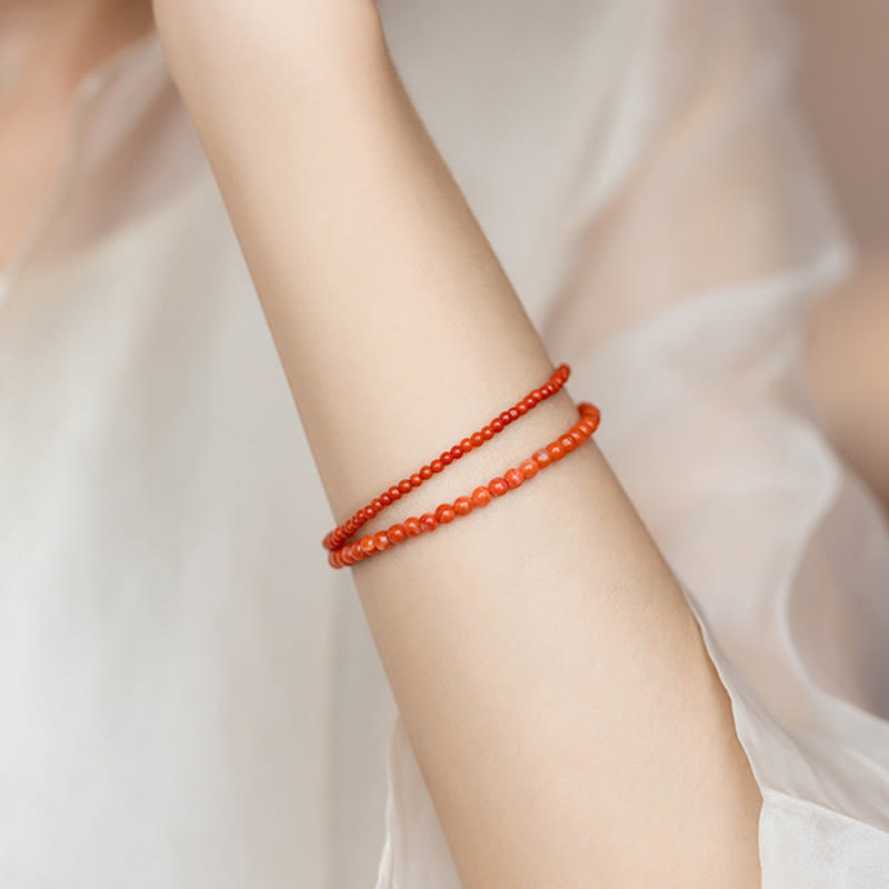 Pulsera de confianza con cuentas ultrafinas de ágata roja, cereza y caqui naturales de Buddha Stones