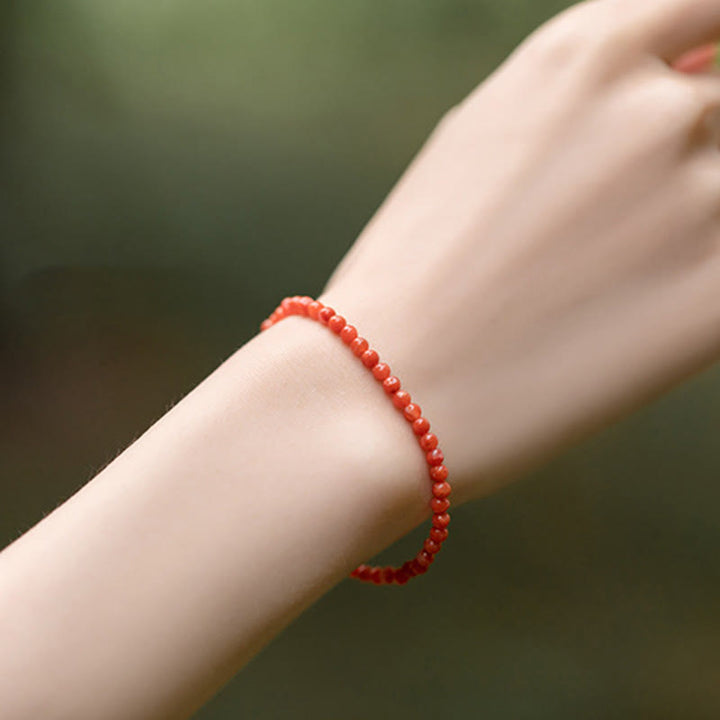Pulsera de confianza con cuentas ultrafinas de ágata roja, cereza y caqui naturales de Buddha Stones