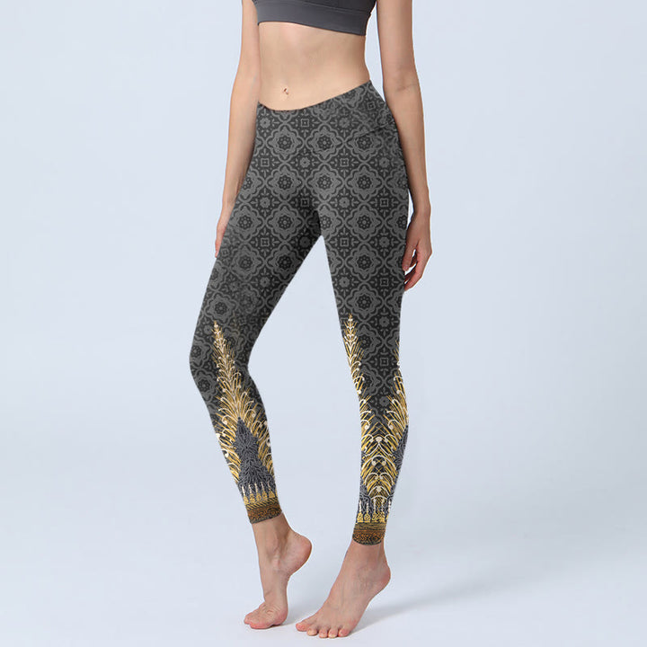 Leggings de yoga para mujer con estampado geométrico de Buddha Stones en gris oscuro - Gris oscuro - US18,UK/AU22,EU50 (4XL) - image 1