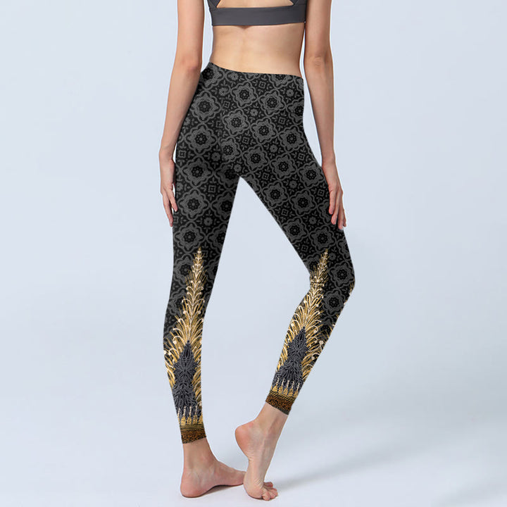 Leggings de yoga para mujer con estampado geométrico de Buddha Stones en gris oscuro - image 5
