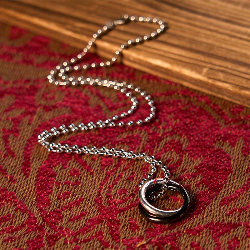 Collar con colgante de la suerte de la Osa Mayor con aro Qiankun de cobre y Buddha Stones