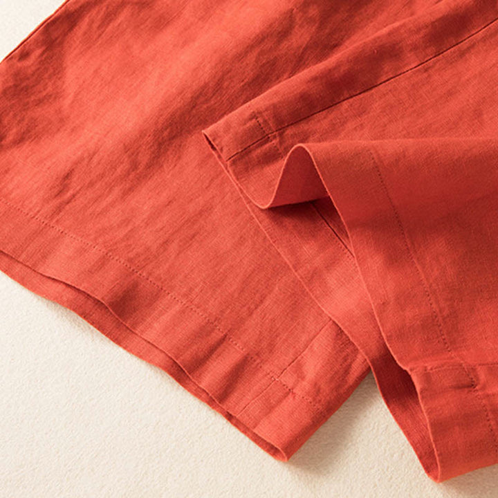 Pantalones anchos de lino y algodón de color liso para mujer con bolsillos y Buddha Stones - image 9