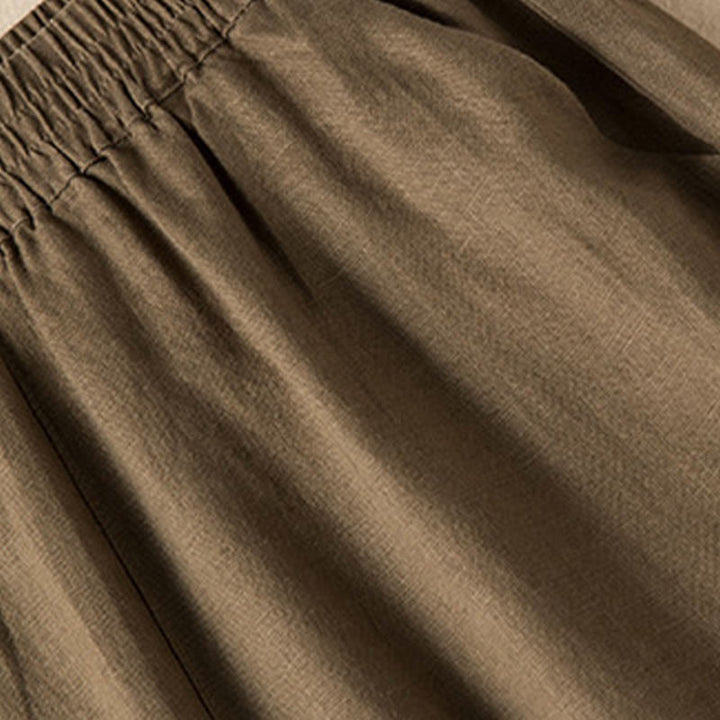 Pantalones anchos de lino y algodón de color liso para mujer con bolsillos y Buddha Stones - image 4