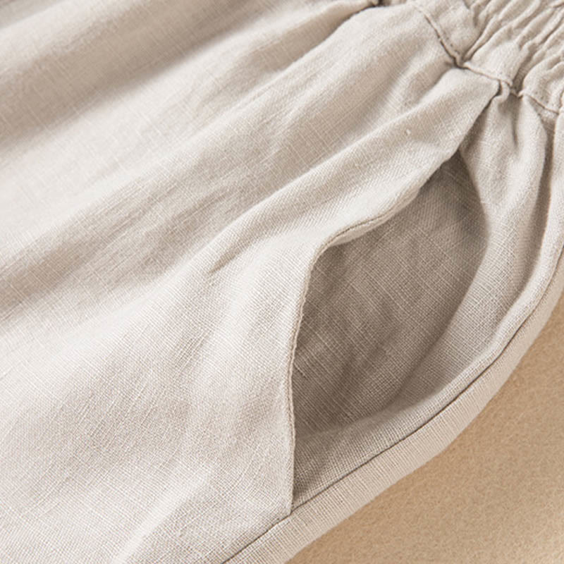 Pantalones anchos de lino y algodón de color liso para mujer con bolsillos y Buddha Stones - image 25