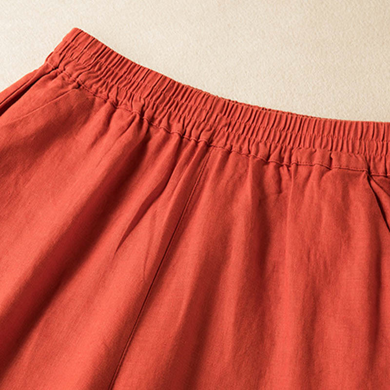 Pantalones anchos de lino y algodón de color liso para mujer con bolsillos y Buddha Stones - image 8