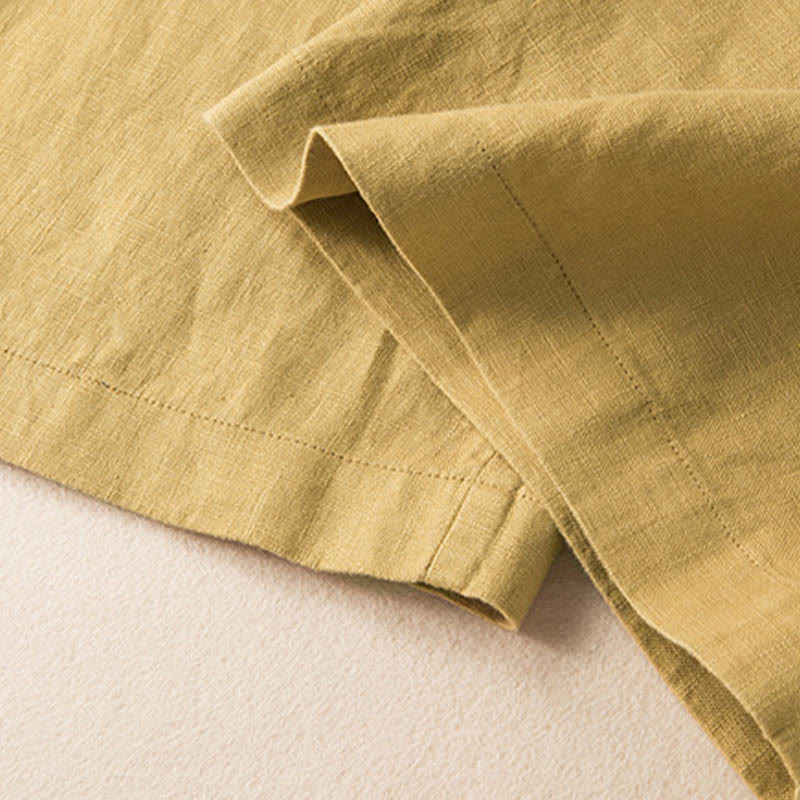 Pantalones anchos de lino y algodón de color liso para mujer con bolsillos y Buddha Stones - image 33