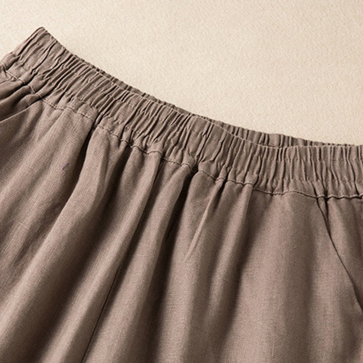 Pantalones anchos de lino y algodón de color liso para mujer con bolsillos y Buddha Stones - image 18