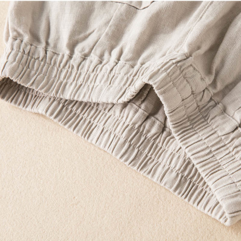 Pantalones anchos de lino y algodón de color liso para mujer con bolsillos y Buddha Stones - image 24