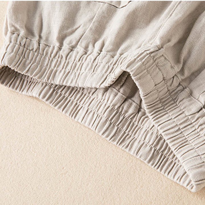 Pantalones anchos de lino y algodón de color liso para mujer con bolsillos y Buddha Stones - image 24