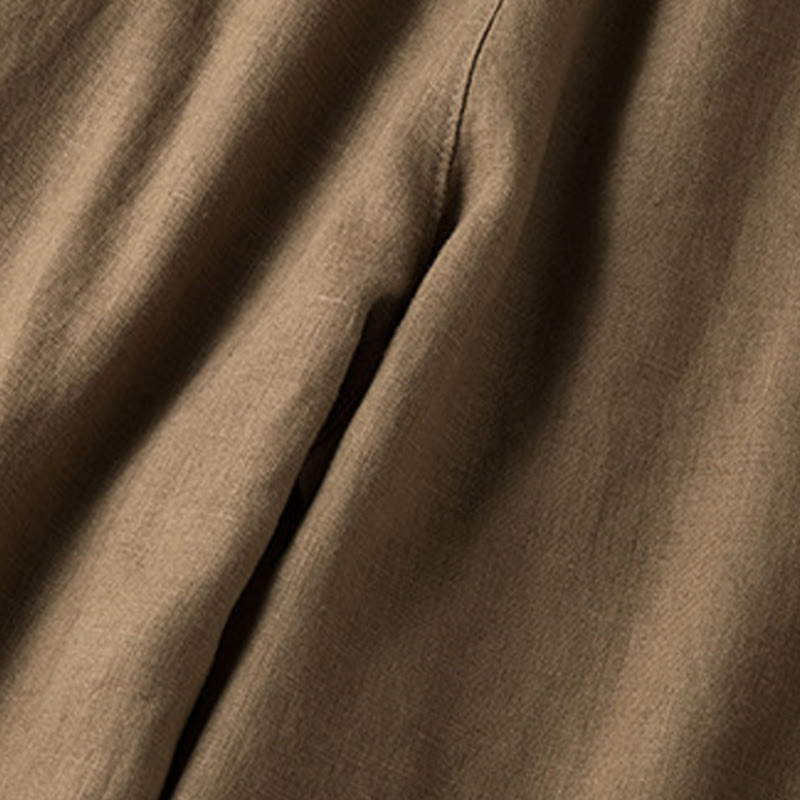 Pantalones anchos de lino y algodón de color liso para mujer con bolsillos y Buddha Stones - image 5