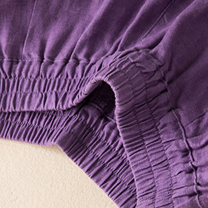 Pantalones anchos de lino y algodón de color liso para mujer con bolsillos y Buddha Stones - image 13