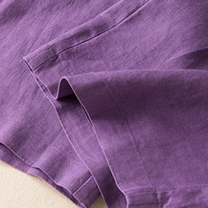 Pantalones anchos de lino y algodón de color liso para mujer con bolsillos y Buddha Stones - image 16