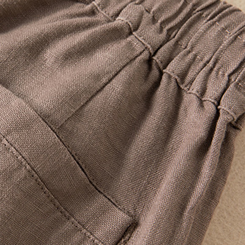 Pantalones anchos de lino y algodón de color liso para mujer con bolsillos y Buddha Stones - image 20