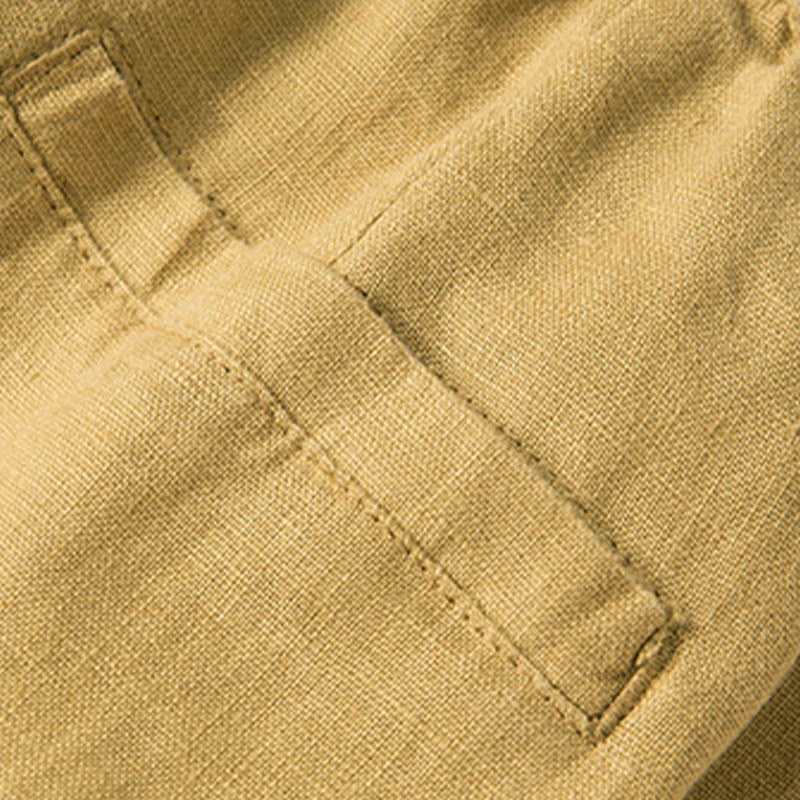 Pantalones anchos de lino y algodón de color liso para mujer con bolsillos y Buddha Stones - image 32