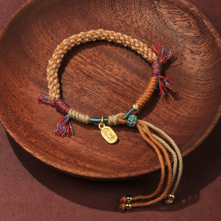 Pulsera de la suerte Nafu con borlas ajustables de cuerda de colores tejida a mano tibetana con Buddha Stones