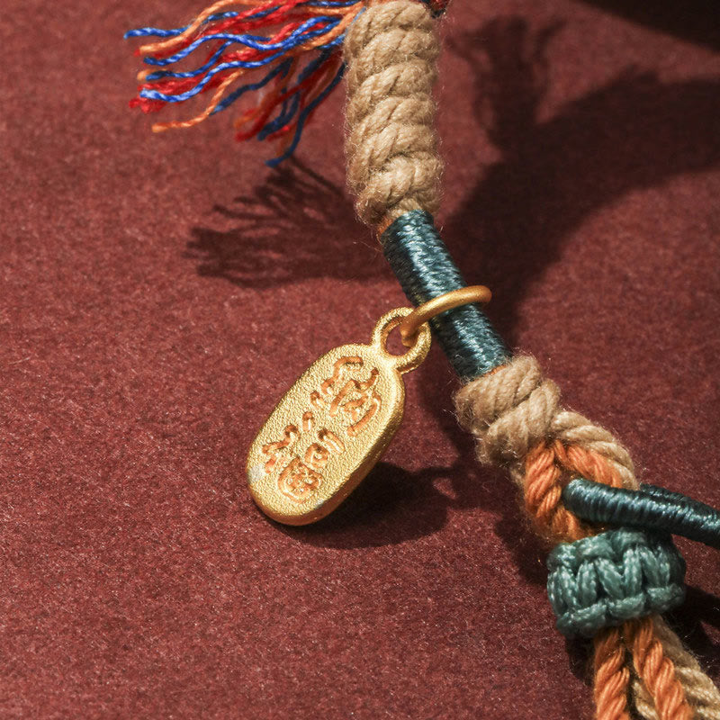 Pulsera de la suerte Nafu con borlas ajustables de cuerda de colores tejida a mano tibetana con Buddha Stones