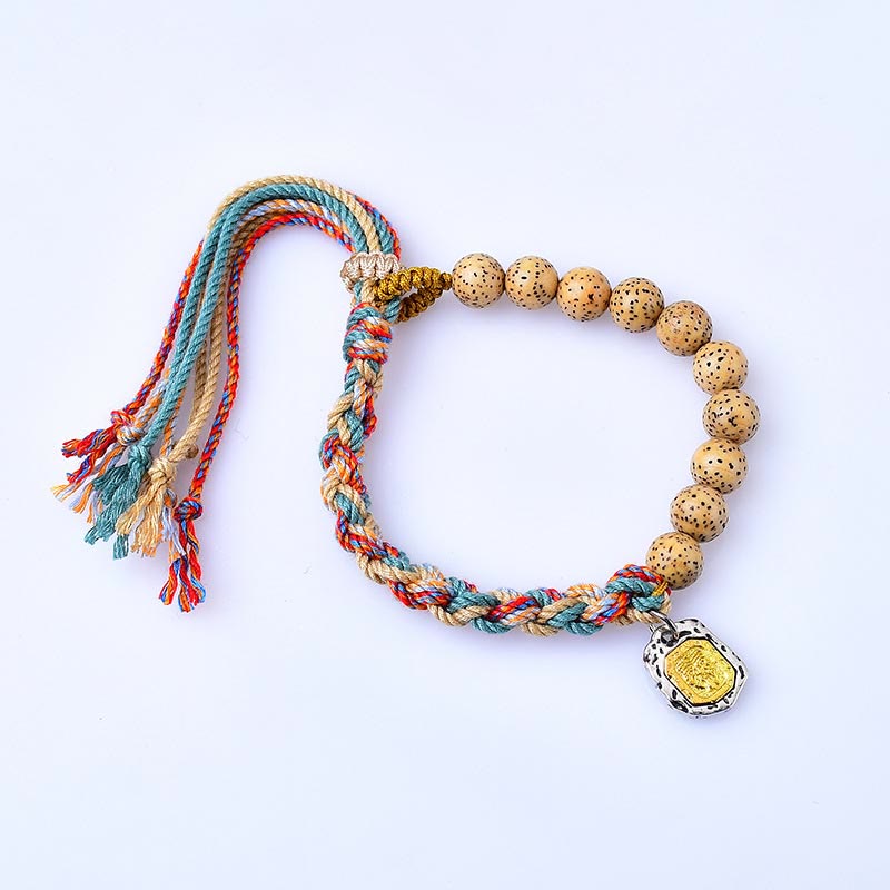 Pulsera de protección ajustable con Buddha Stones, cuerda de colores tibetanos, semillas de Bodhi, Zakiram, diosa de la riqueza