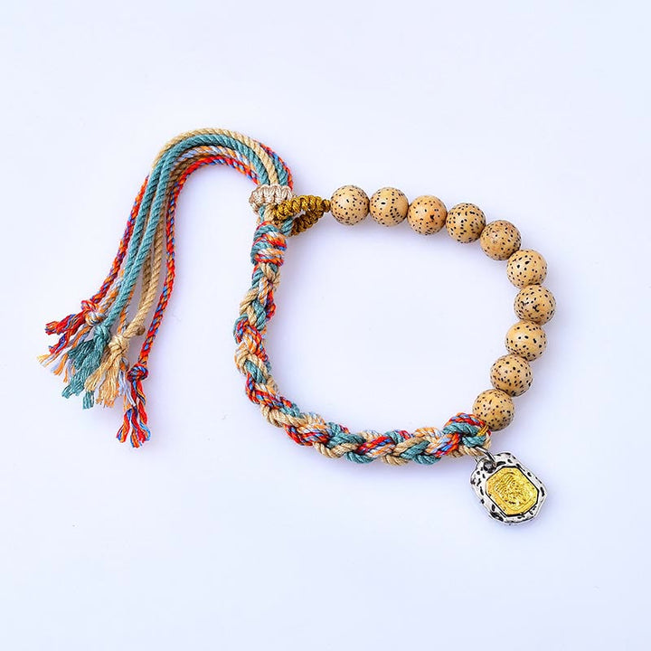 Pulsera de protección ajustable con Buddha Stones, cuerda de colores tibetanos, semillas de Bodhi, Zakiram, diosa de la riqueza