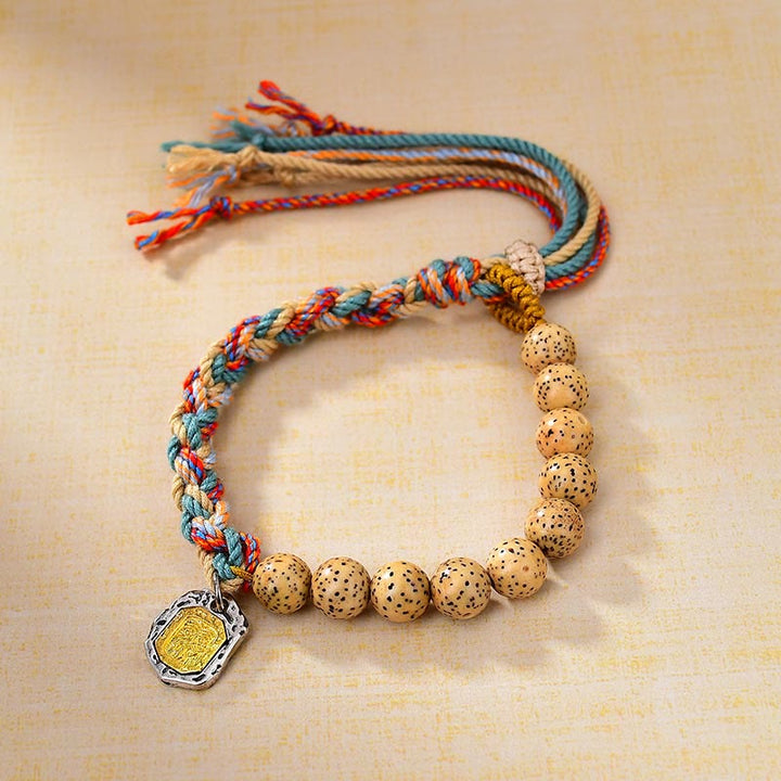 Pulsera de protección ajustable con Buddha Stones, cuerda de colores tibetanos, semillas de Bodhi, Zakiram, diosa de la riqueza
